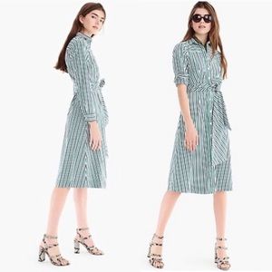 J Crew Tie Waist Shirt Dress in Stripe